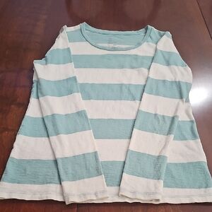 GAP Essential Crew Striped Tee in Mint and White